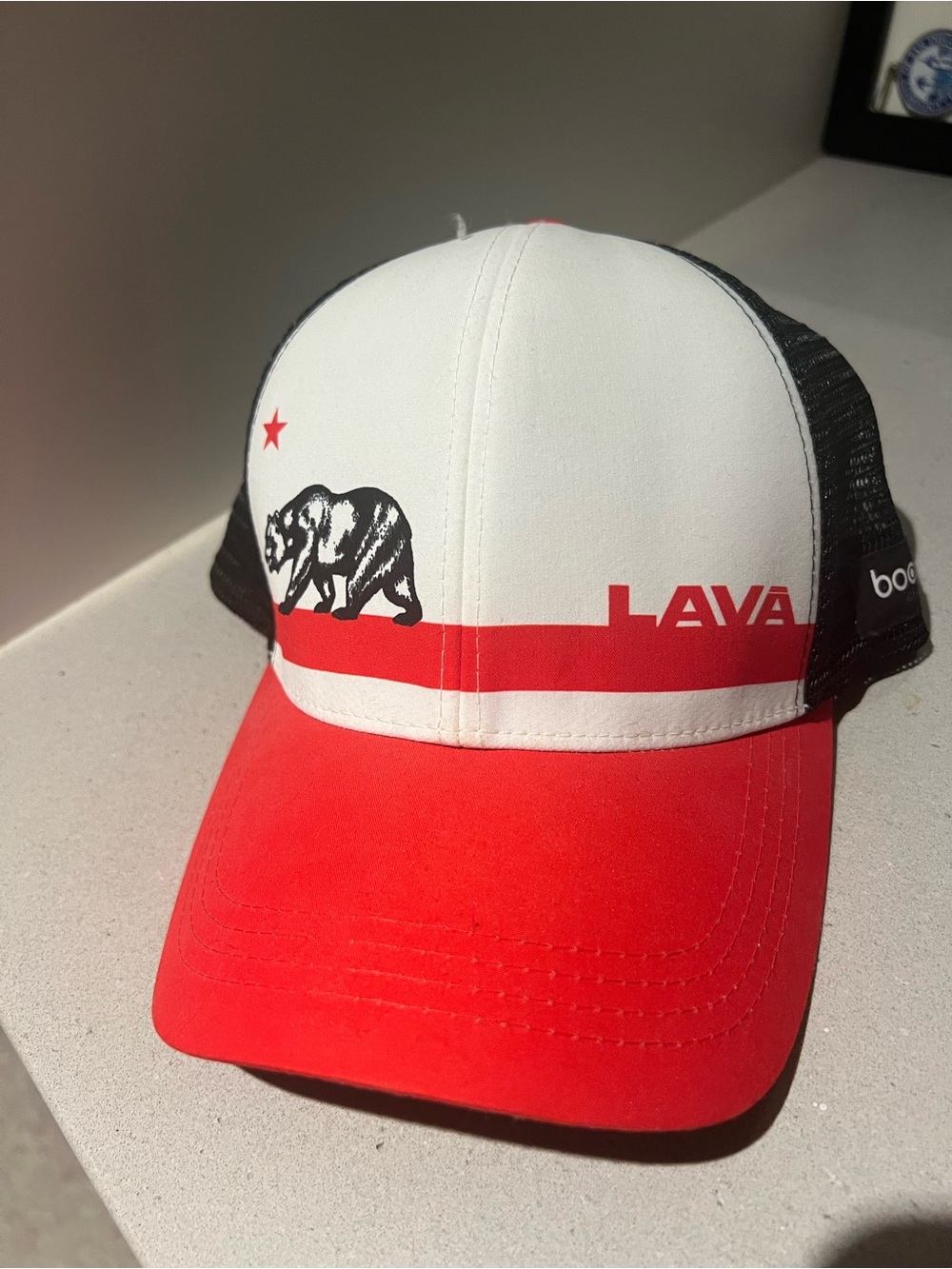 Womens Trucker Hat in Red, White & Black